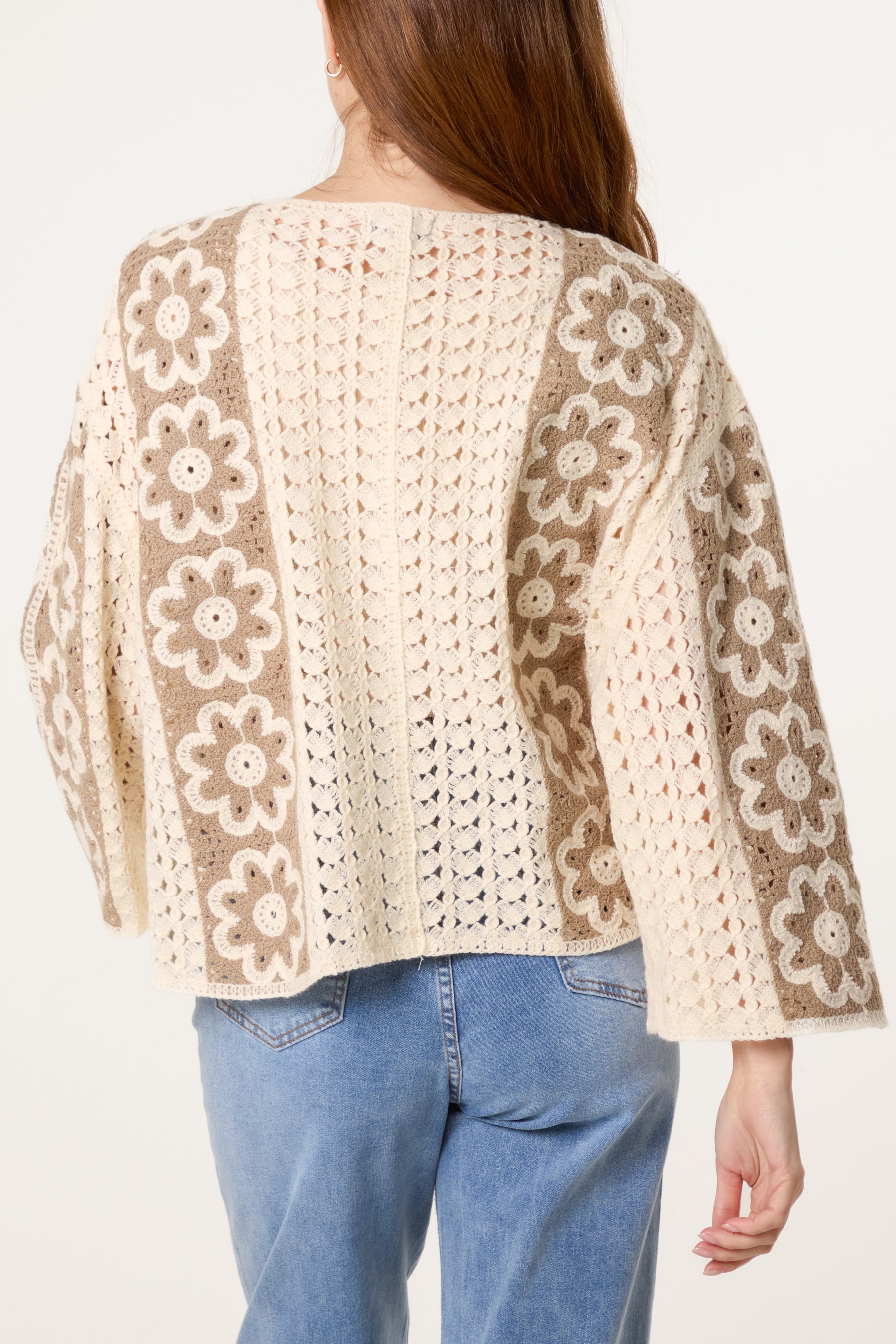 Floral Crochet Wide Sleeve Cardigan