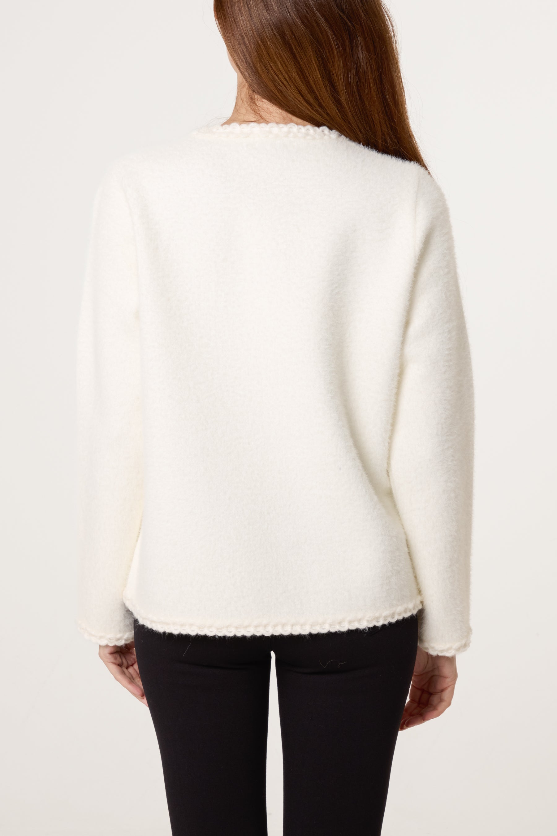 Rope Detail & Pearl Button Knit Cardigan