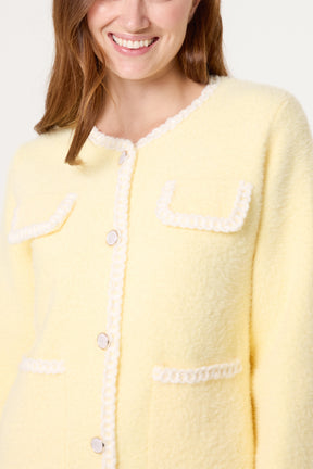 Rope Detail & Pearl Button Knit Cardigan