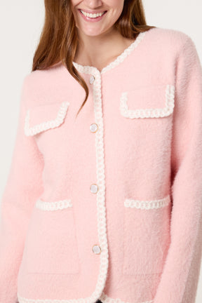 Rope Detail & Pearl Button Knit Cardigan