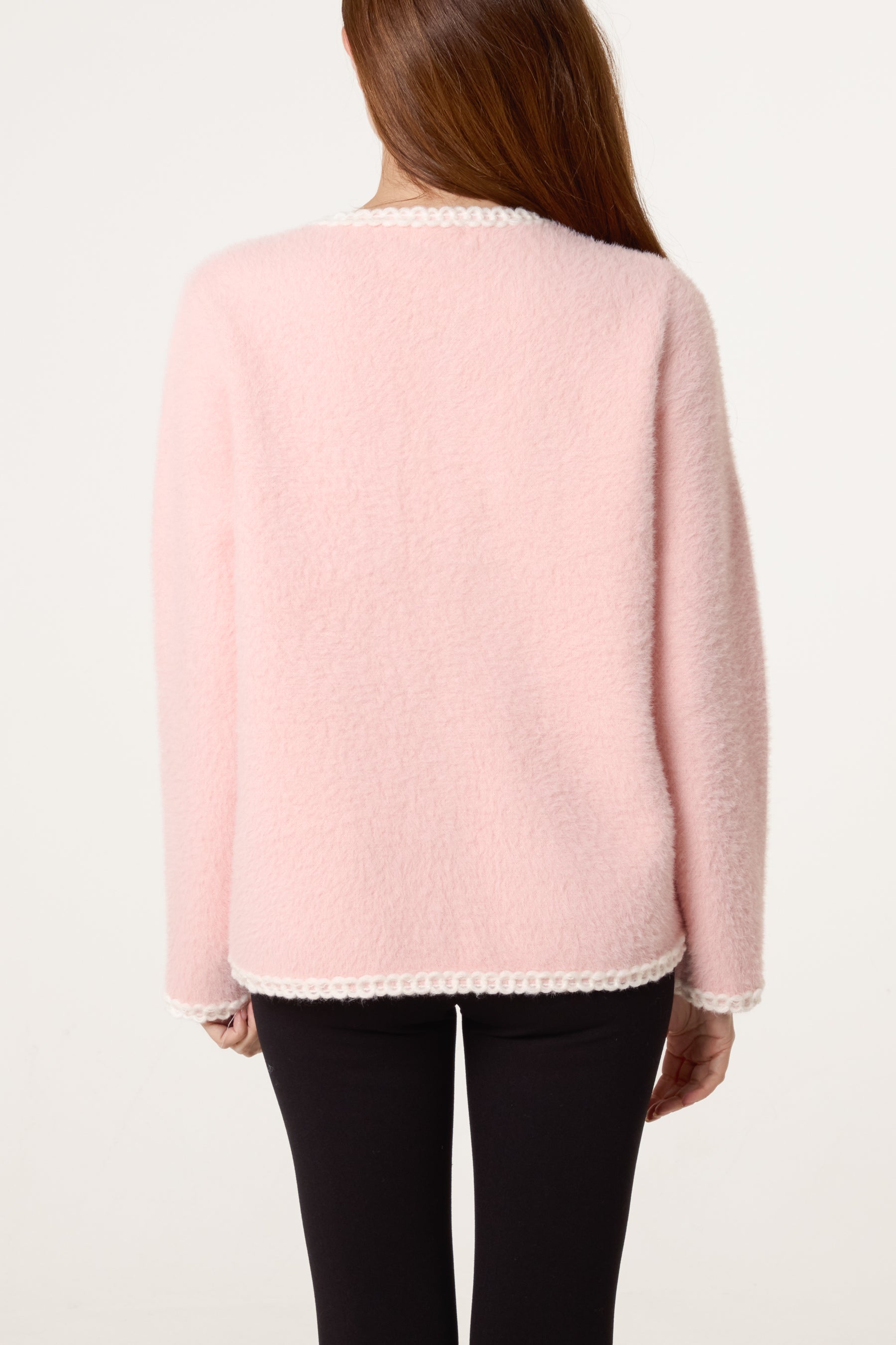 Rope Detail & Pearl Button Knit Cardigan