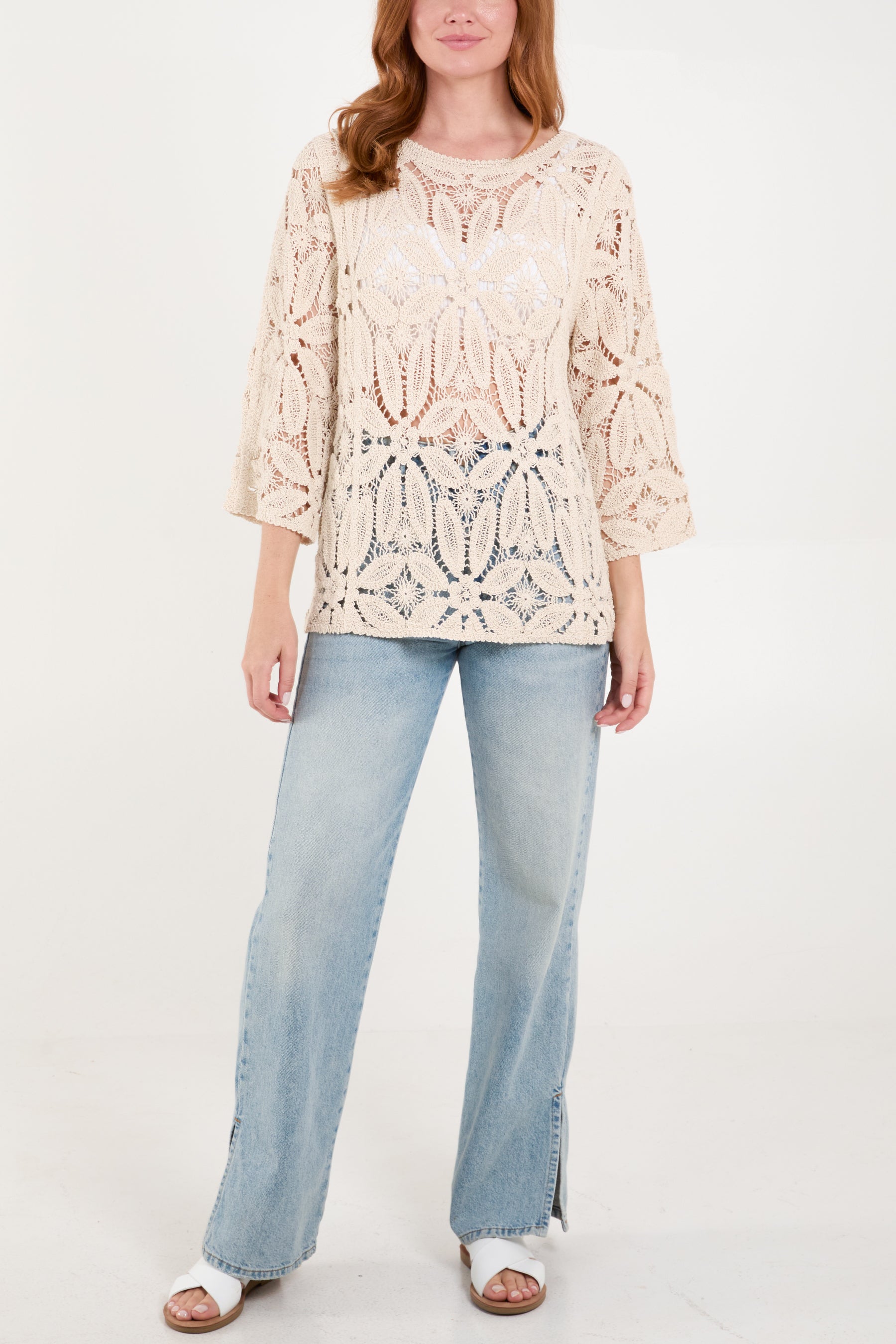 Flower Crochet Long Sleeve Top