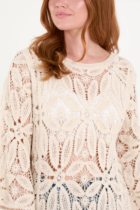 Flower Crochet Long Sleeve Top