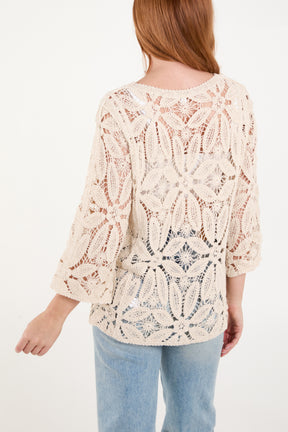 Flower Crochet Long Sleeve Top