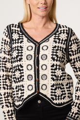 Patchwork Crochet V Cardigan