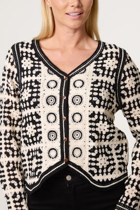 Patchwork Crochet V Cardigan