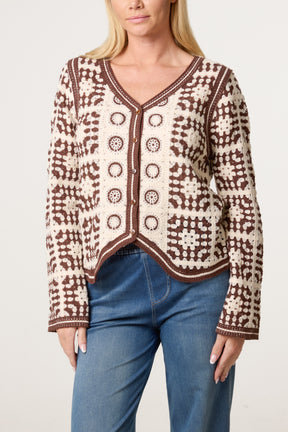 Patchwork Crochet V Cardigan