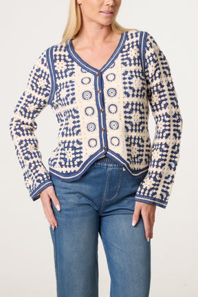 Patchwork Crochet V Cardigan