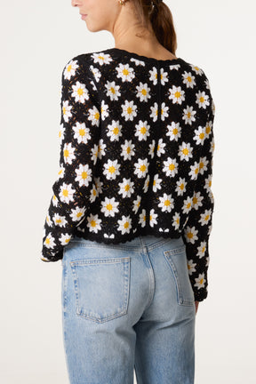 Daisy Crochet Scallop Cardigan