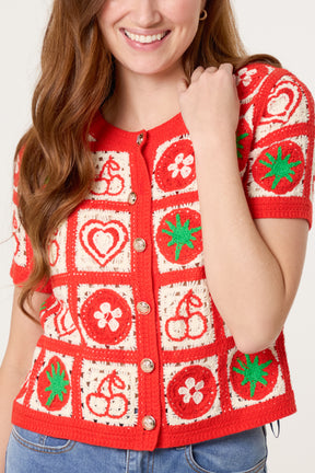 Patchwork Fruit Crochet Cardigan