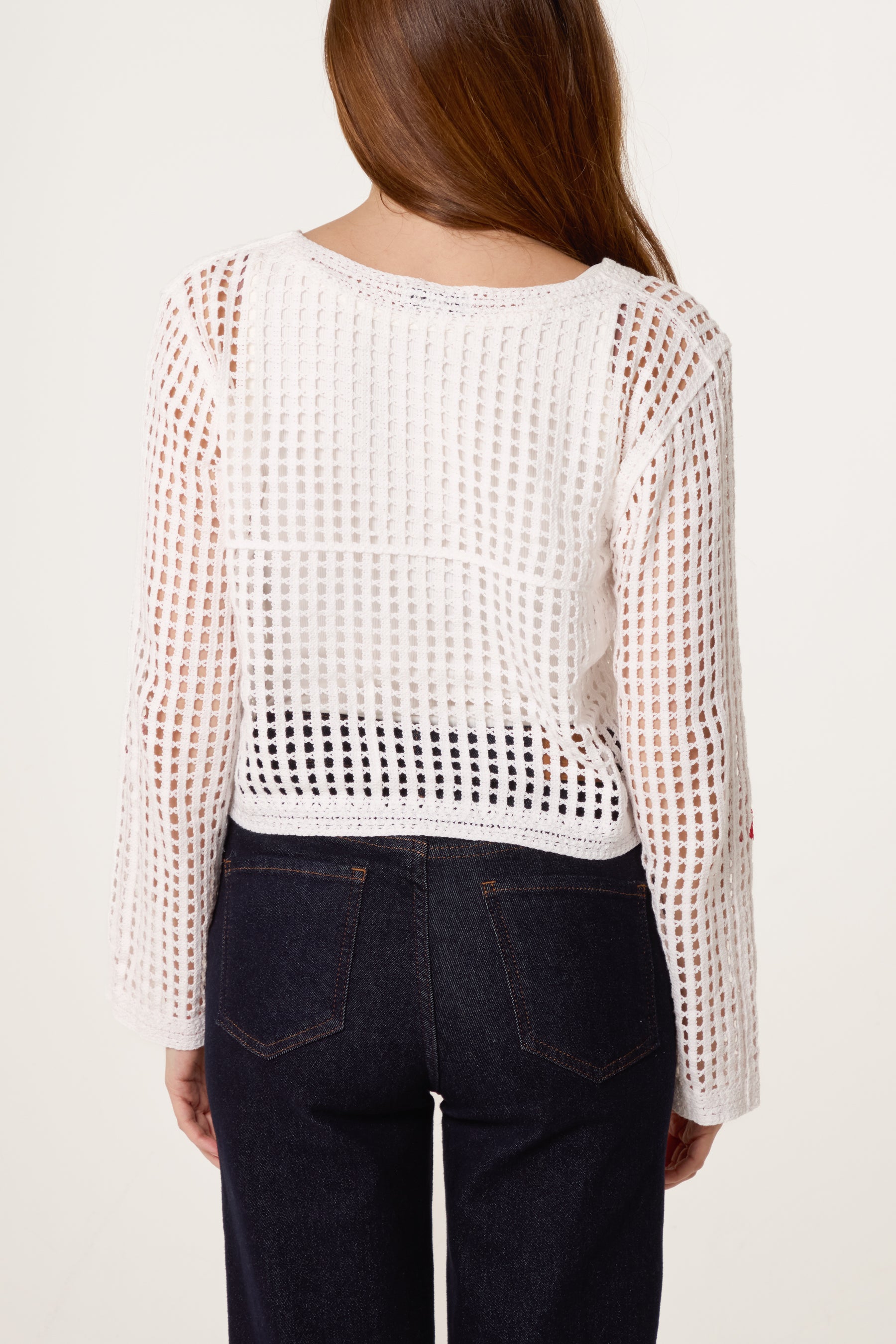 Strawberry Crochet V-Neck Cardigan