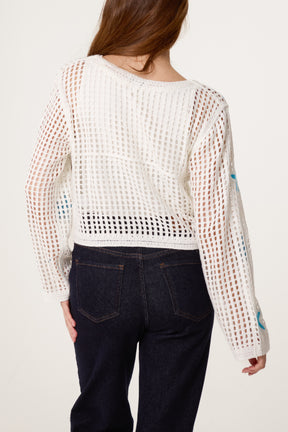 Starfish Crochet V-Neck Cardigan