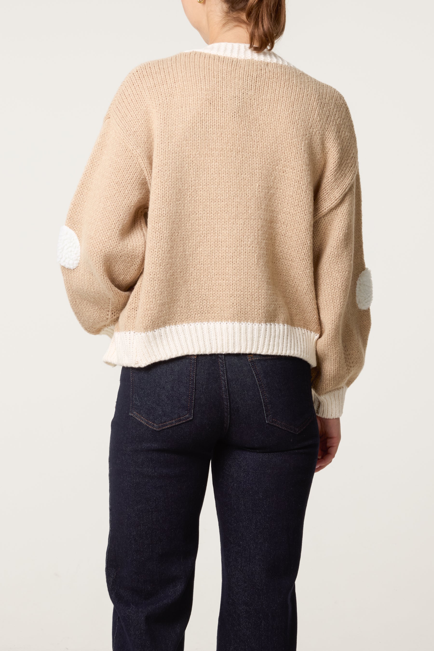 Contrast Trim Sheep Knit Cardigan
