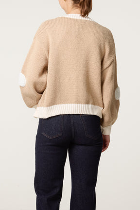 Contrast Trim Sheep Knit Cardigan