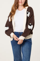 Contrast Trim Sheep Knit Cardigan