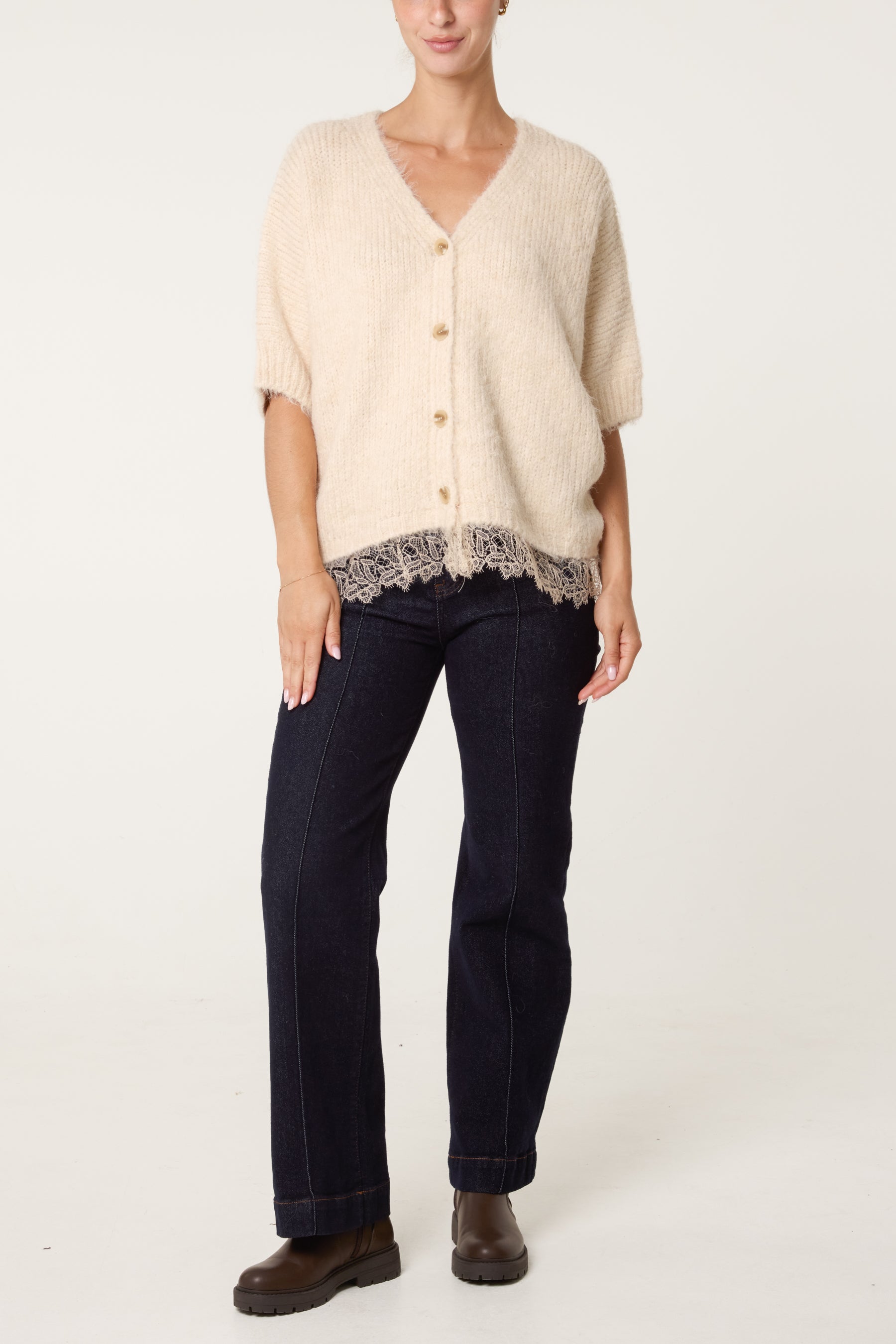 Cardigan With Lace Trim
