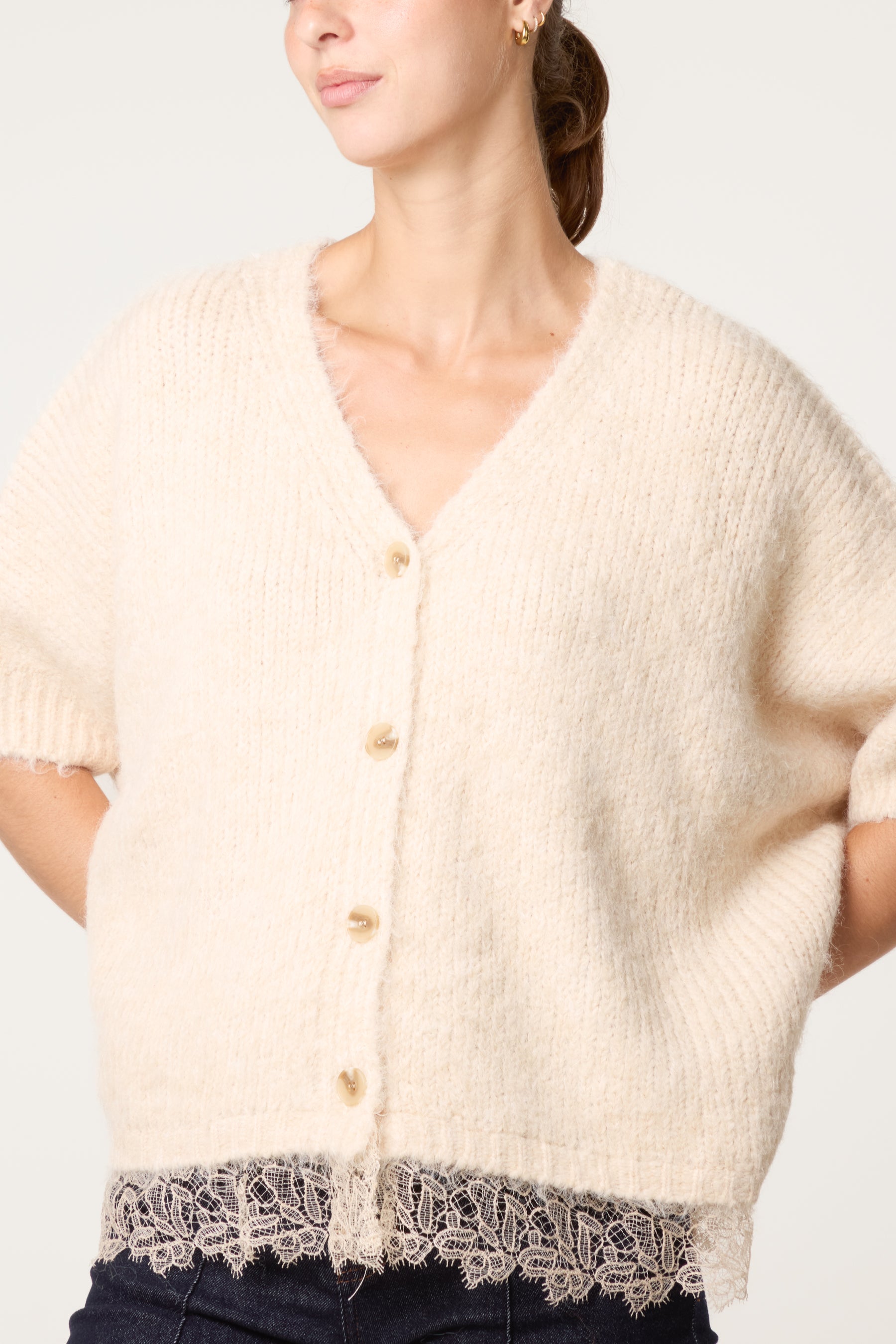 Cardigan With Lace Trim
