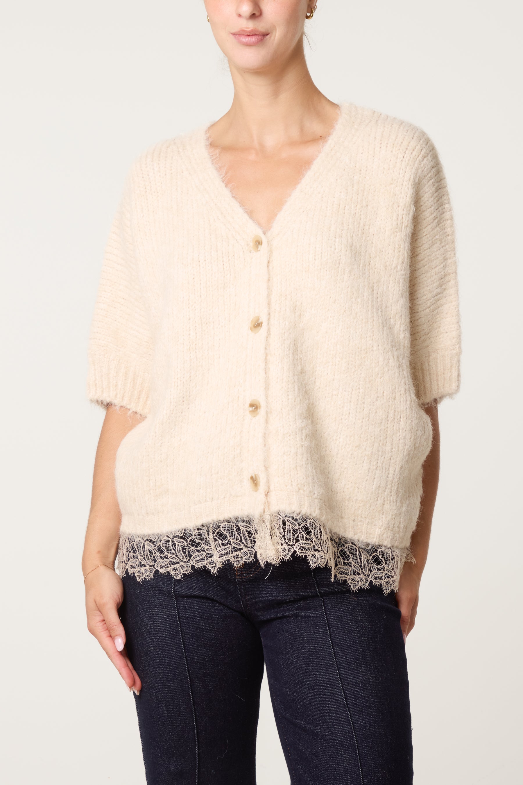 Cardigan With Lace Trim