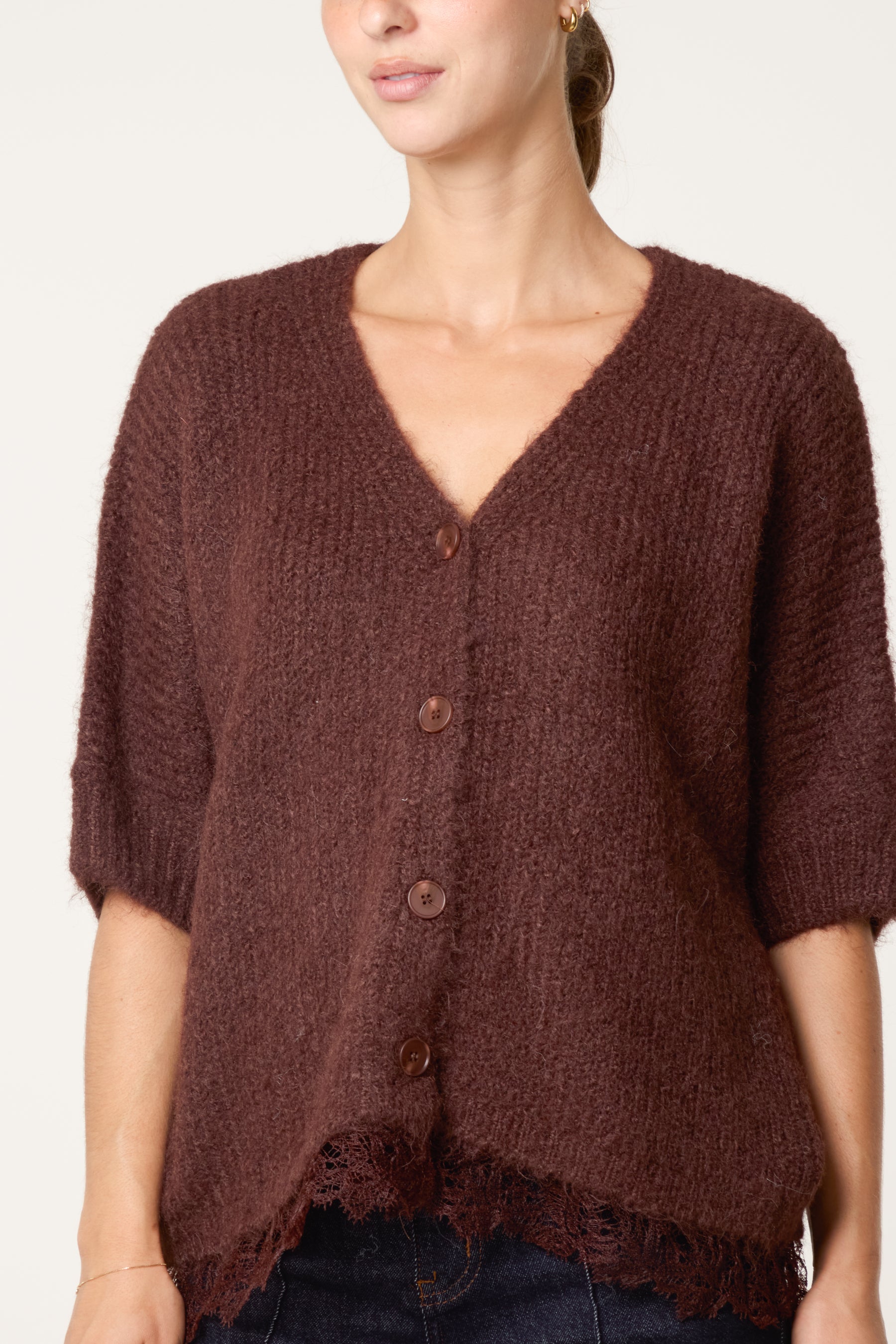 Cardigan With Lace Trim