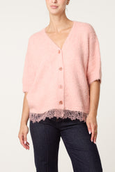 Cardigan With Lace Trim