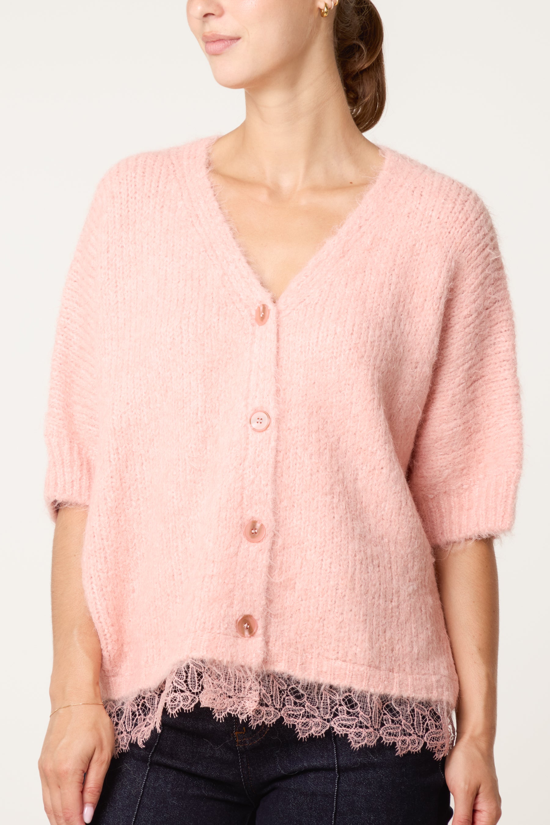 Cardigan With Lace Trim