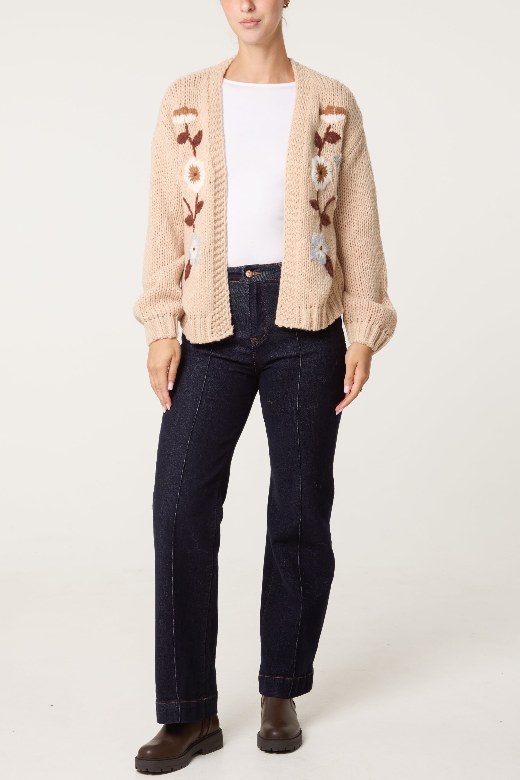 Embroidered Flower Knit Cardigan