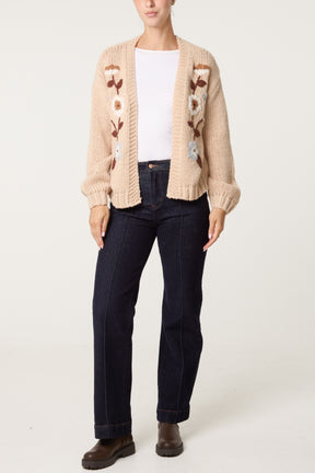 Embroidered Flower Knit Cardigan
