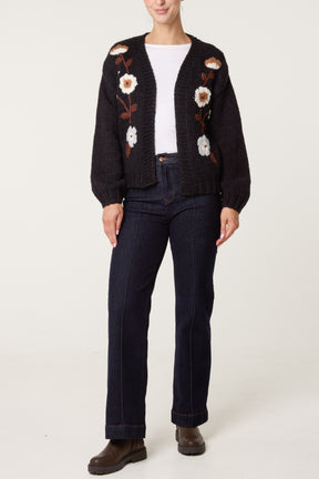 Embroidered Flower Knit Cardigan