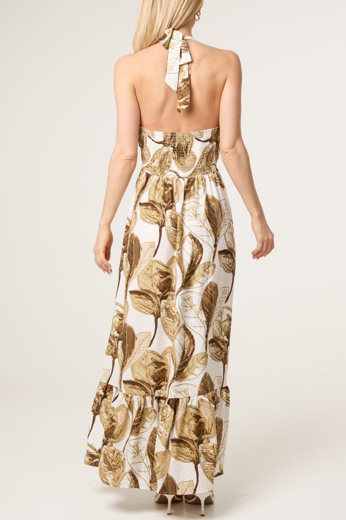 Leaf Print Maxi Dress
