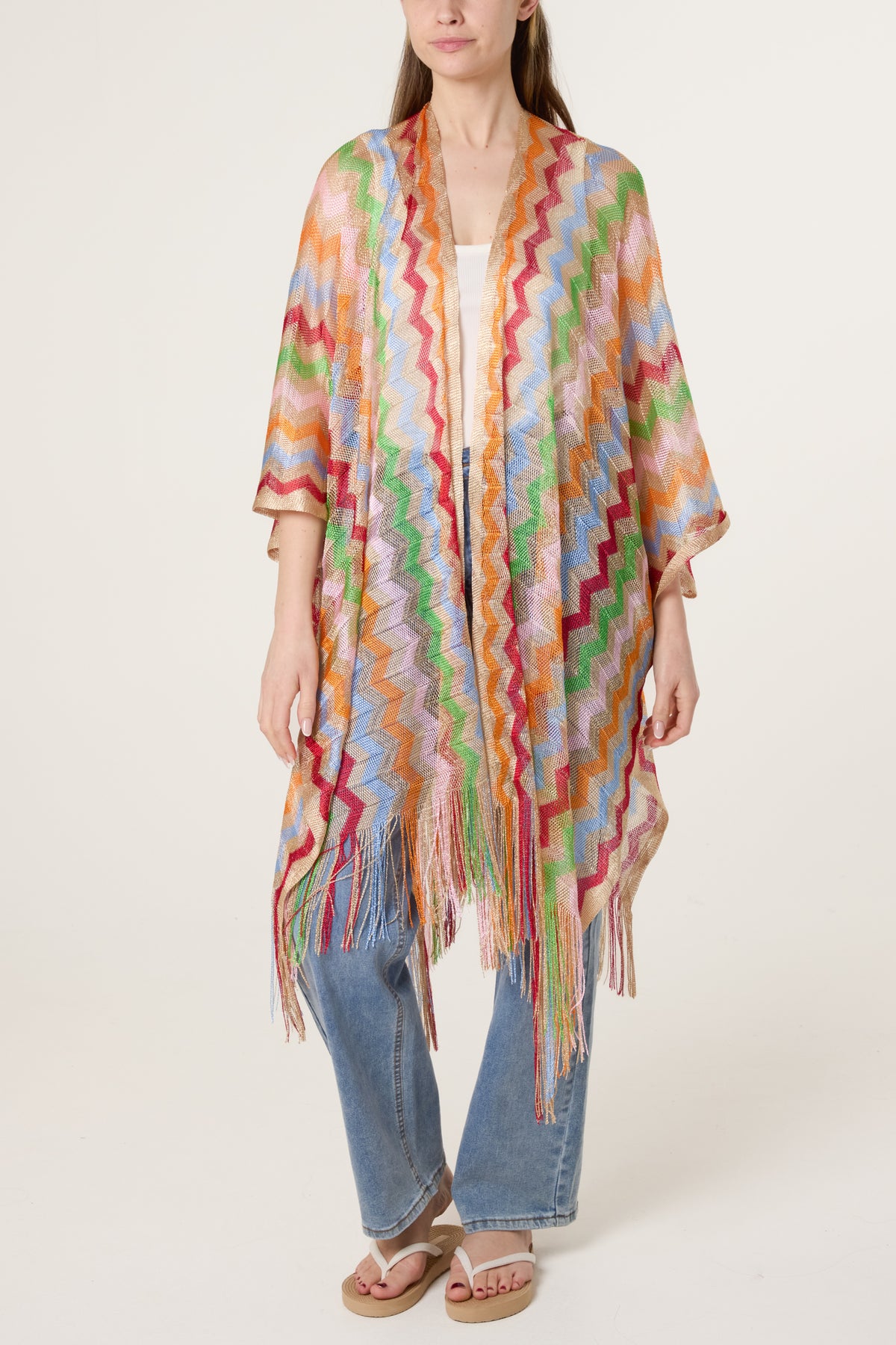 Rainbow Zigzag Metallic Cape