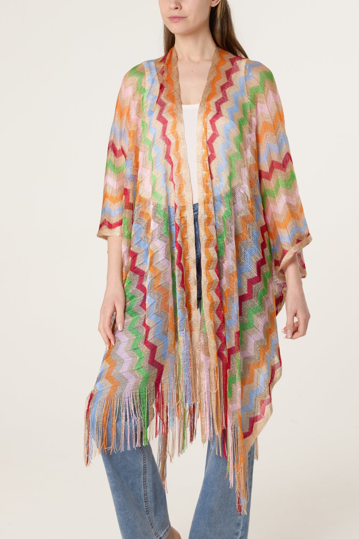 Rainbow Zigzag Metallic Cape