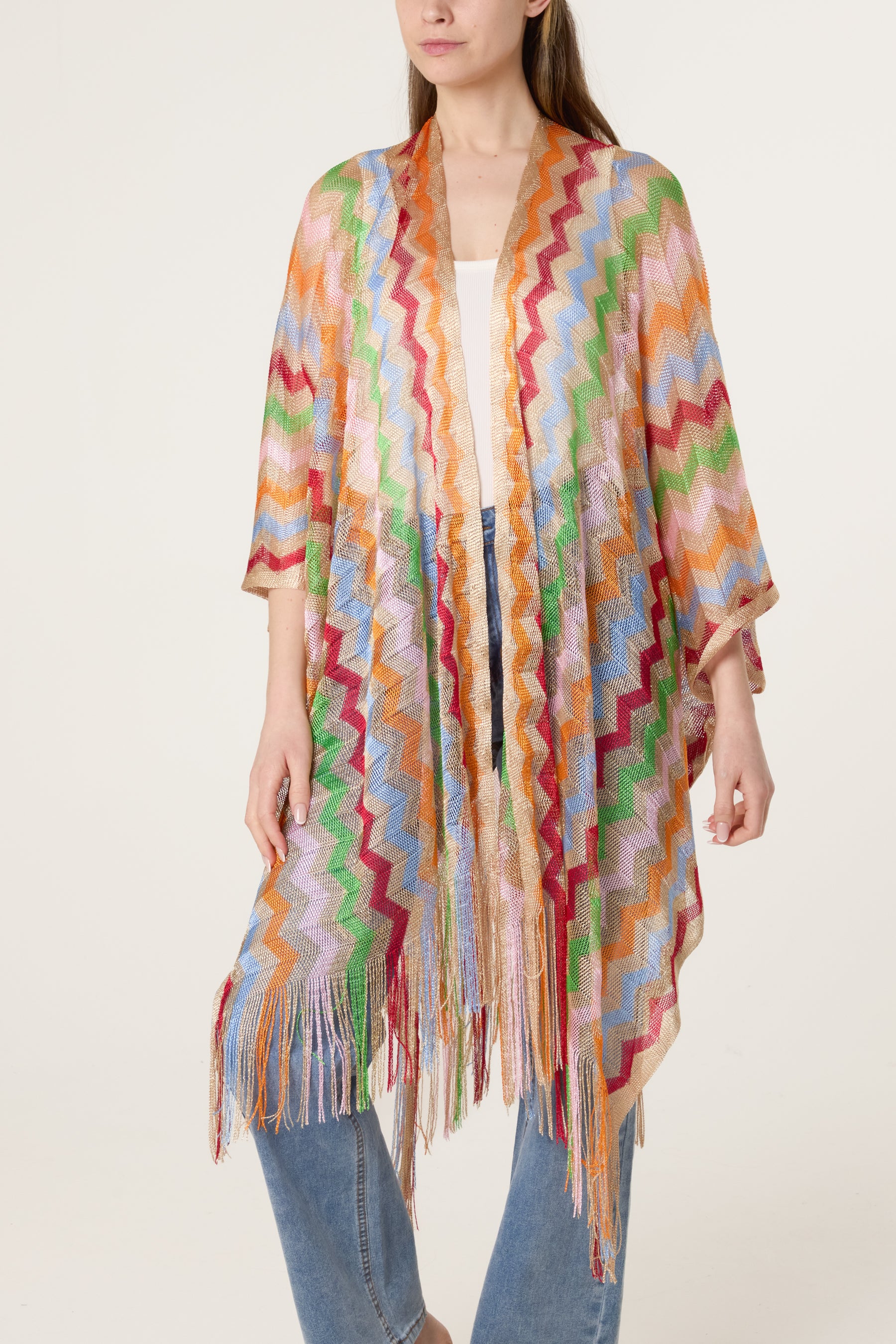 Rainbow Zigzag Metallic Cape