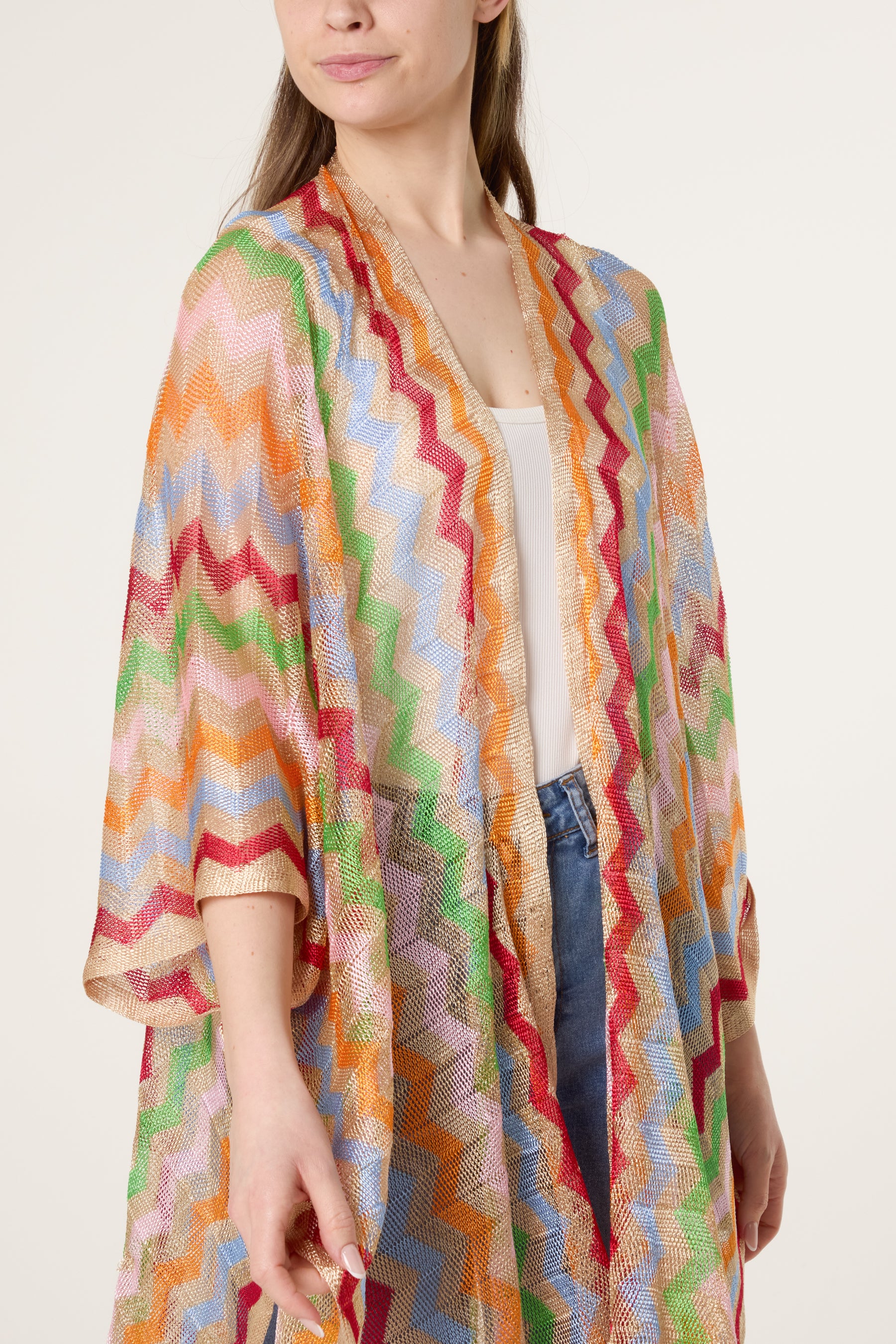 Rainbow Zigzag Metallic Cape