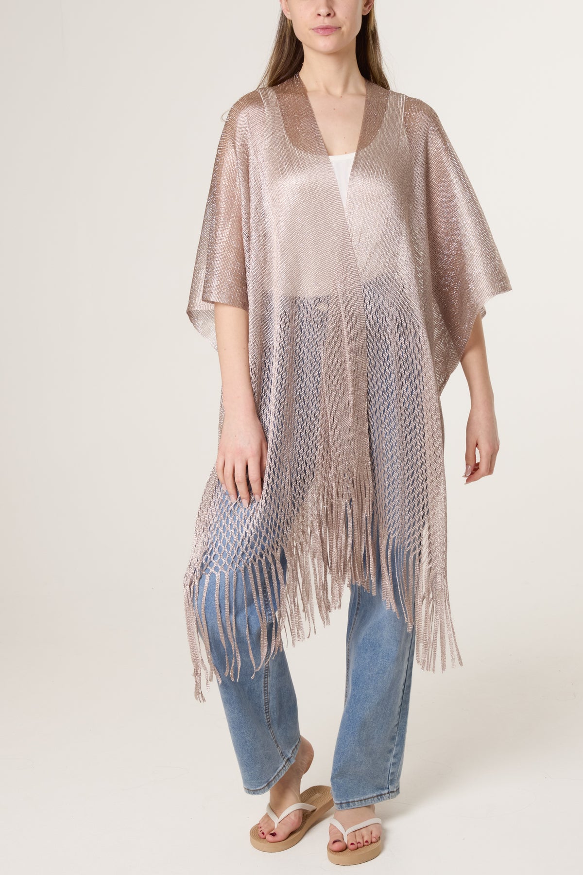 Metallic Mesh Tassel Cape