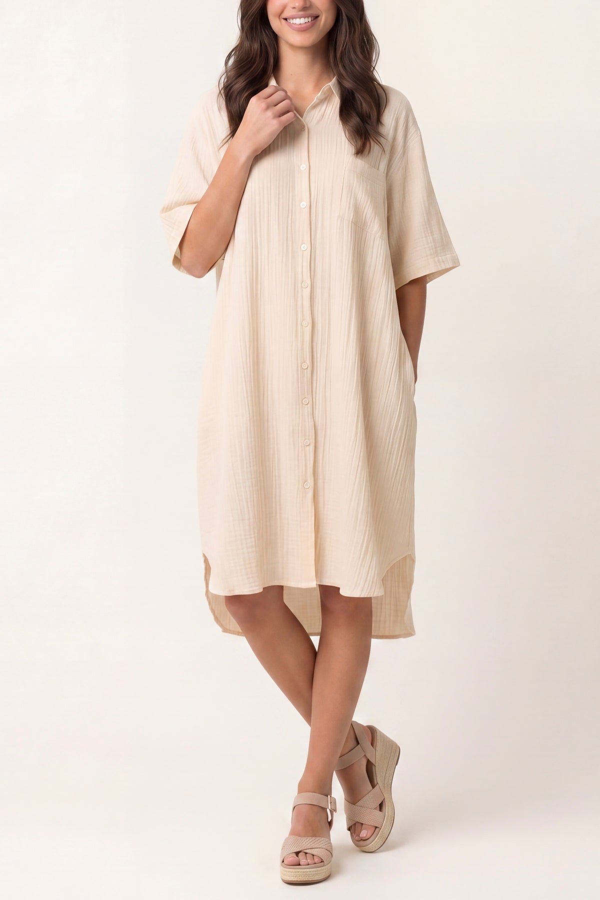 Button Through Shirt Dress