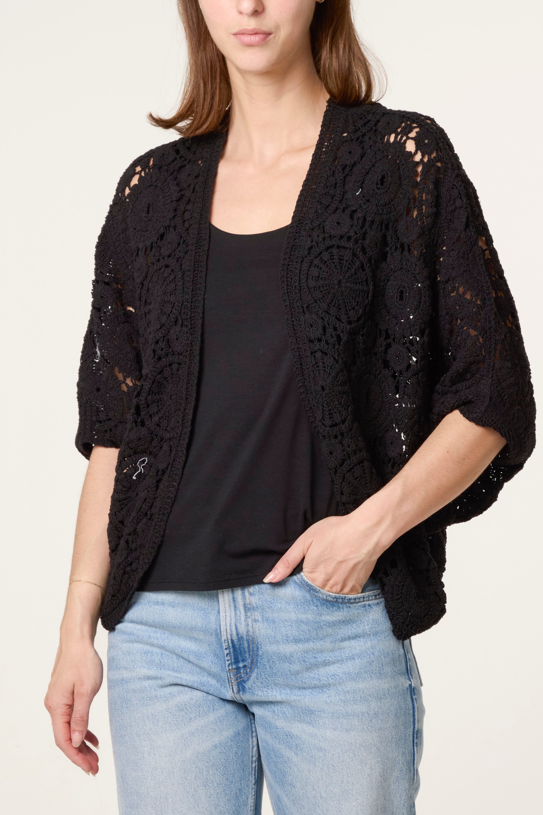 Mandala Crochet Batwing Cardigan