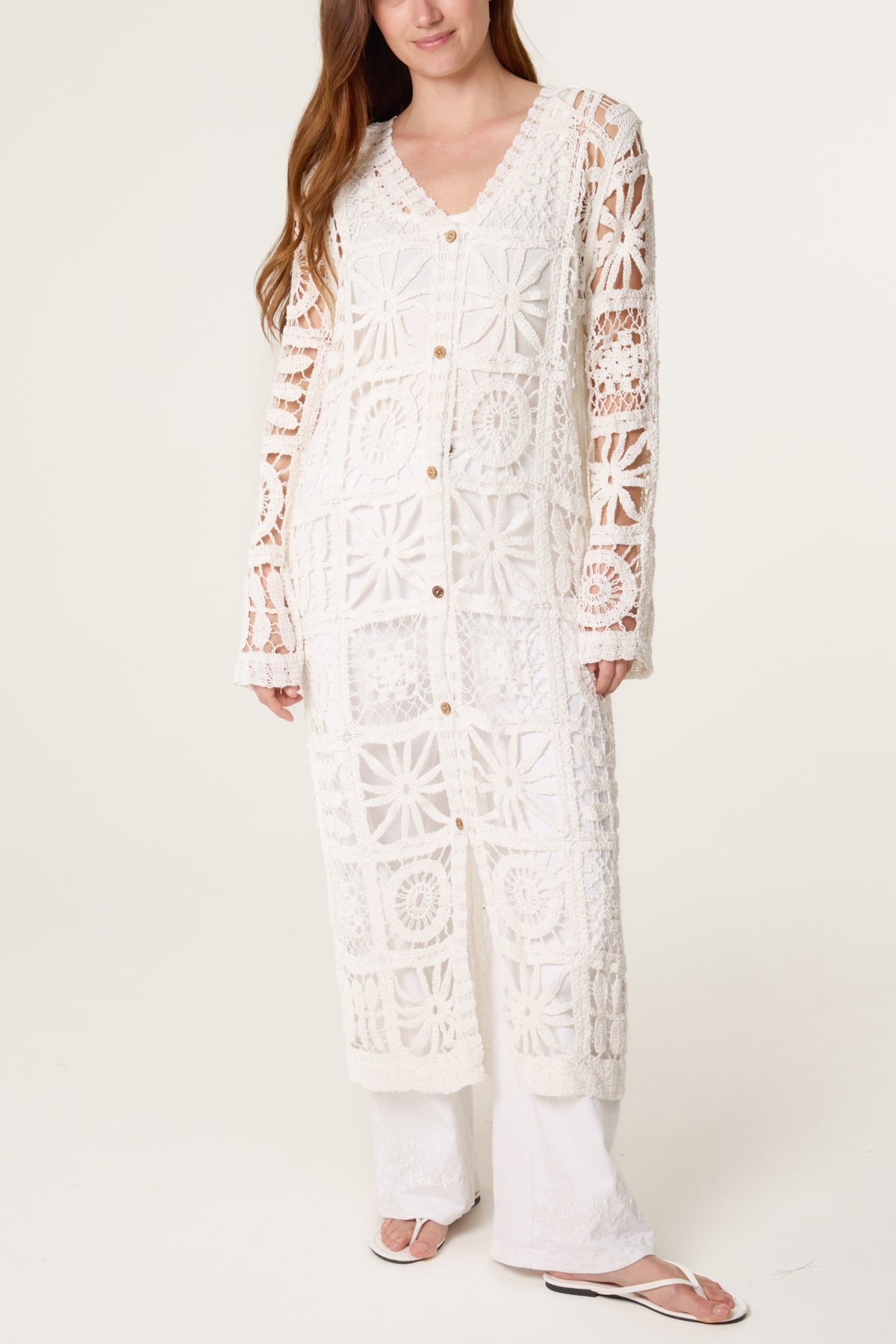 Patchwork Crochet Longline Cardigan