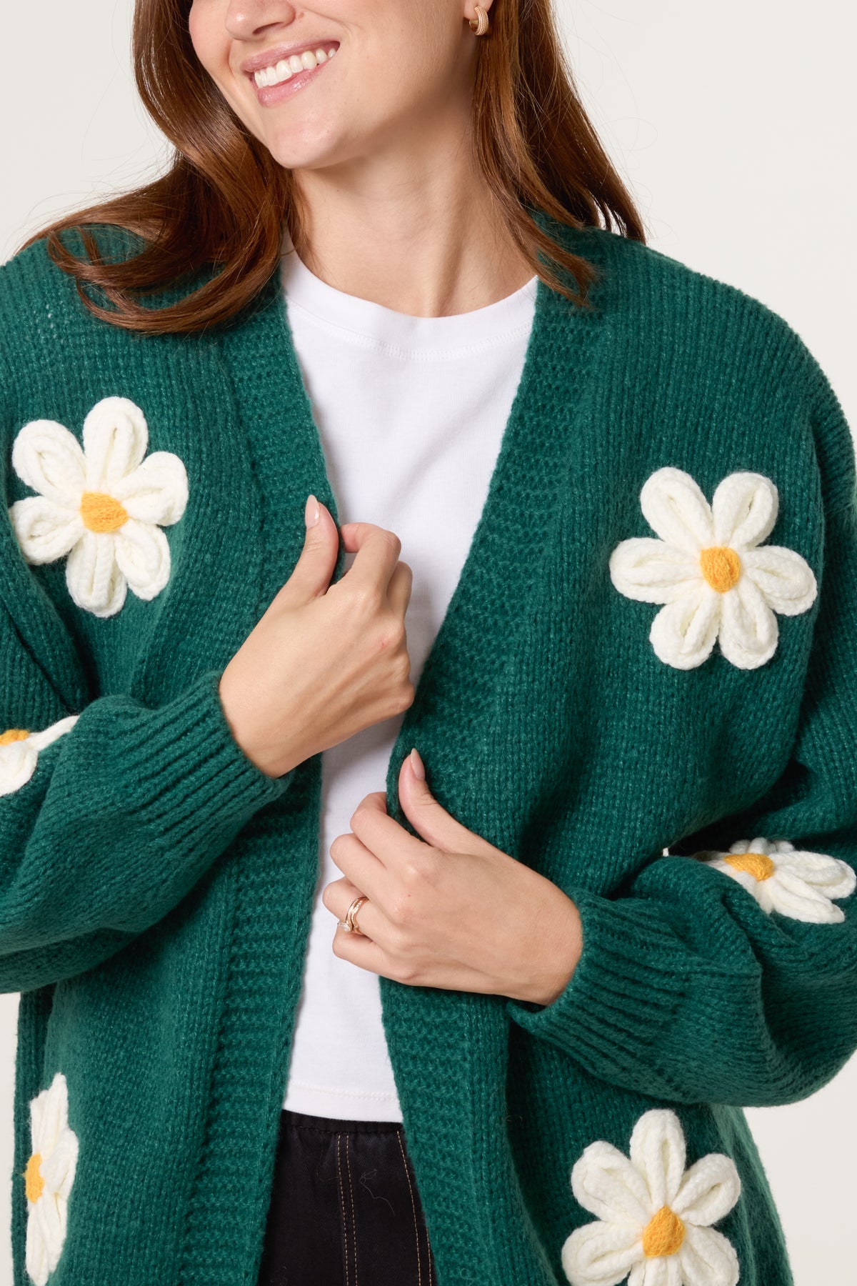 Flocking Daisy Open Knit Cardigan