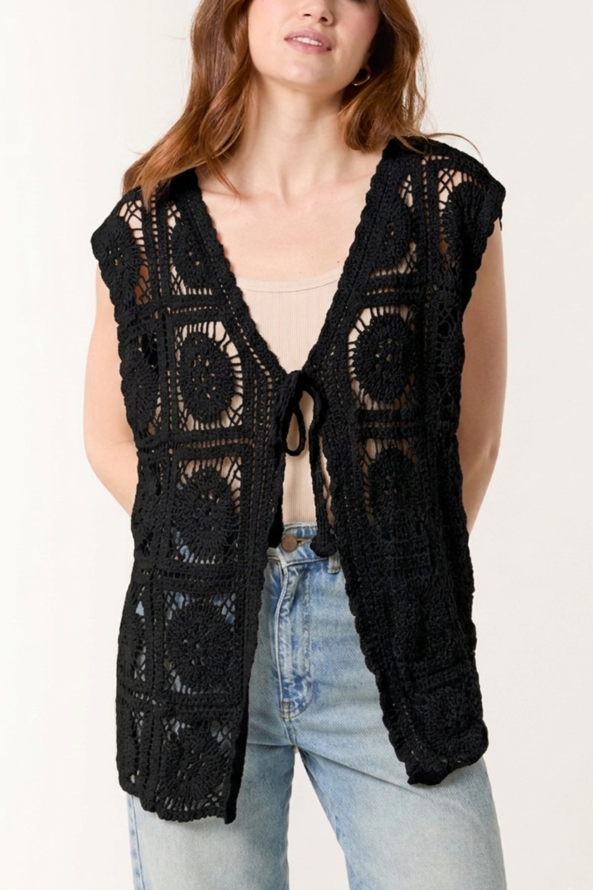 Vest With Crochet Square Pattern