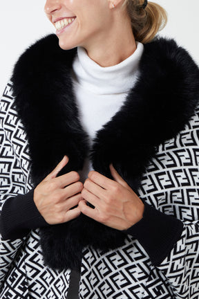 Faux Fur Lined Monogram Poncho